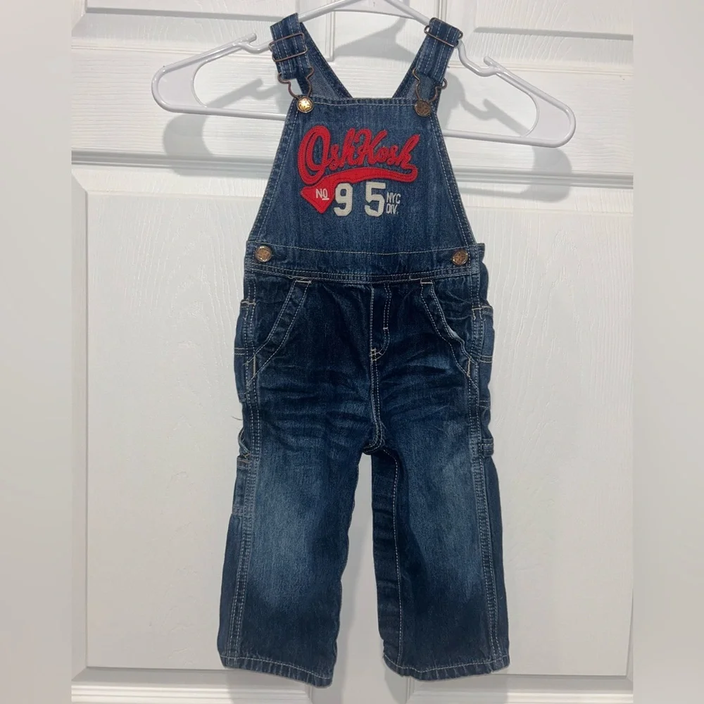 OshKosh B'Gosh 100% Cotton Blue Denim Carpenter Bib Overalls‎ 18 months